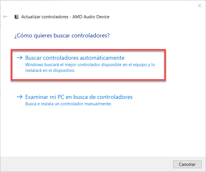 Buscar controladores automáticamente