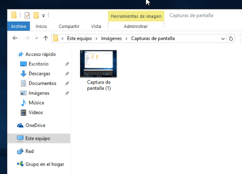 carpeta de captura de pantalla en HP