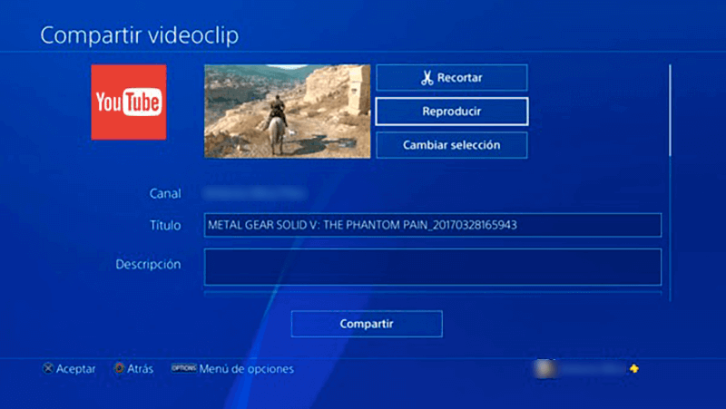 compartir vídeo clip de PS4