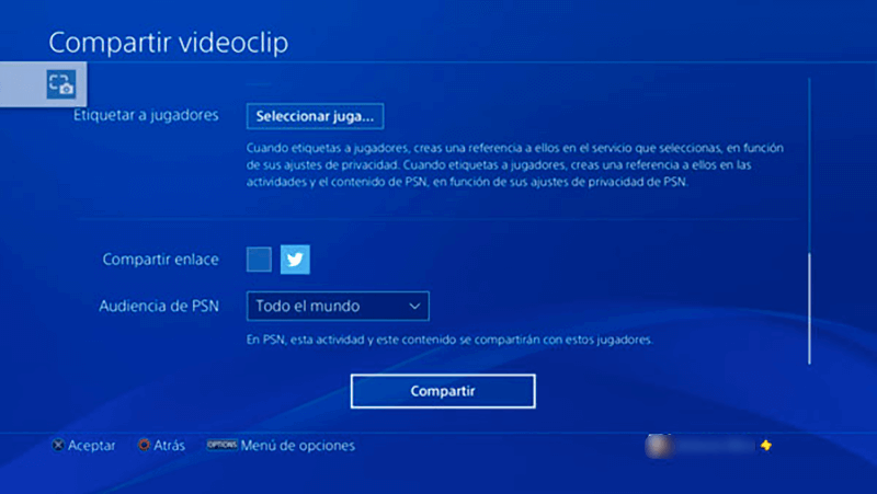 compartir videoclip de PS4