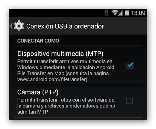 conexión USB a ordenador