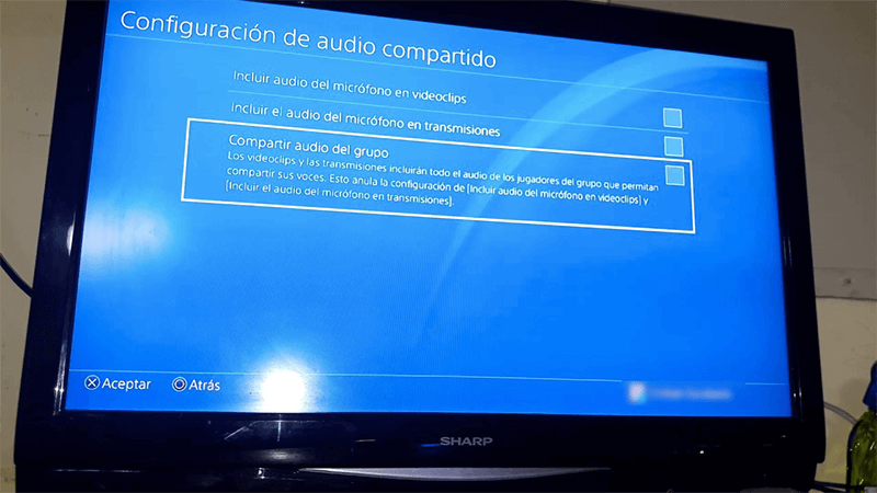 configuración de audio compartido PS4