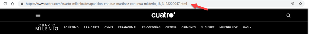 Copiar la dirección URL del video de Cuatro