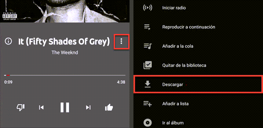 Descargar música en YouTube Music