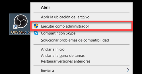Ejecutar OBS como administrador
