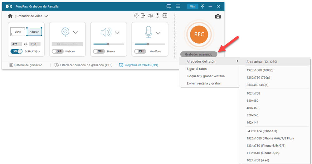 Seguir el ratón en FonePaw