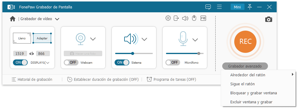 FonePaw Grabador avanzado de pantalla