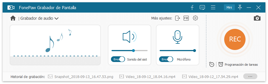 Activar el micrófono y el sonido del sistema