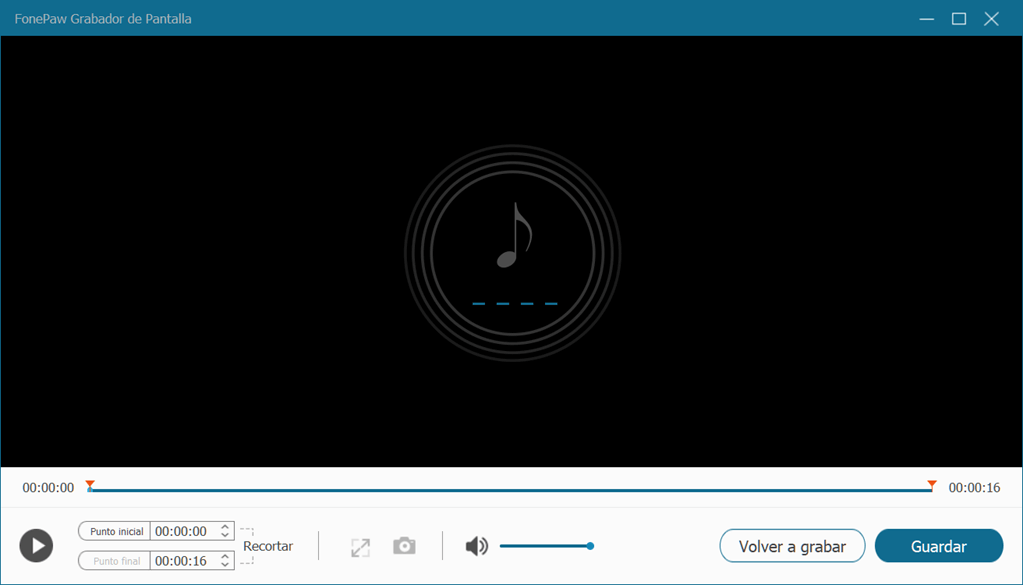 La interfaz de revisar el audio 