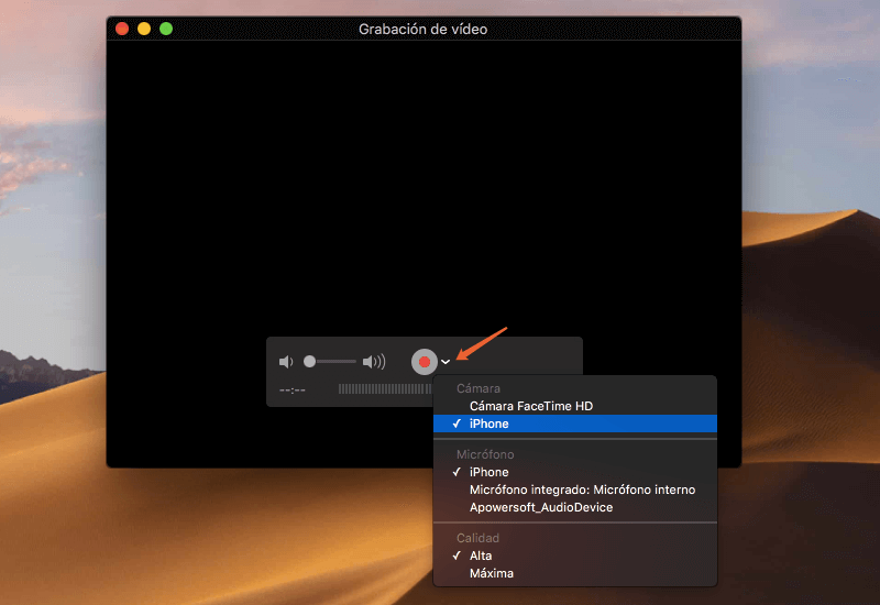 Grabar pantalla iOS con Quicktime Player