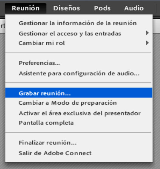 Grabar reunión de Adobe Connect