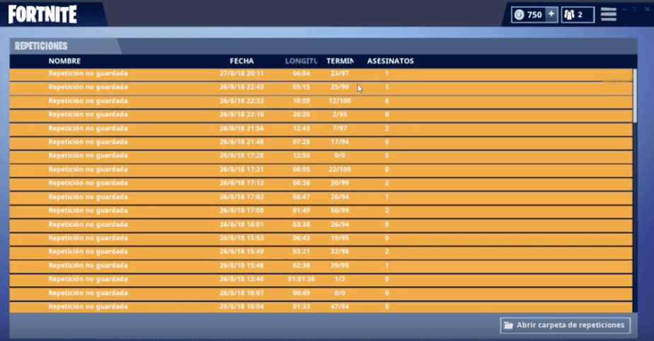 guardar repeticiones de Fortnite