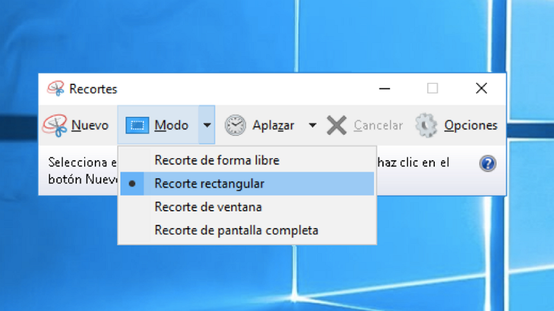 hacer captura de pantalla con Herramienta Recortes