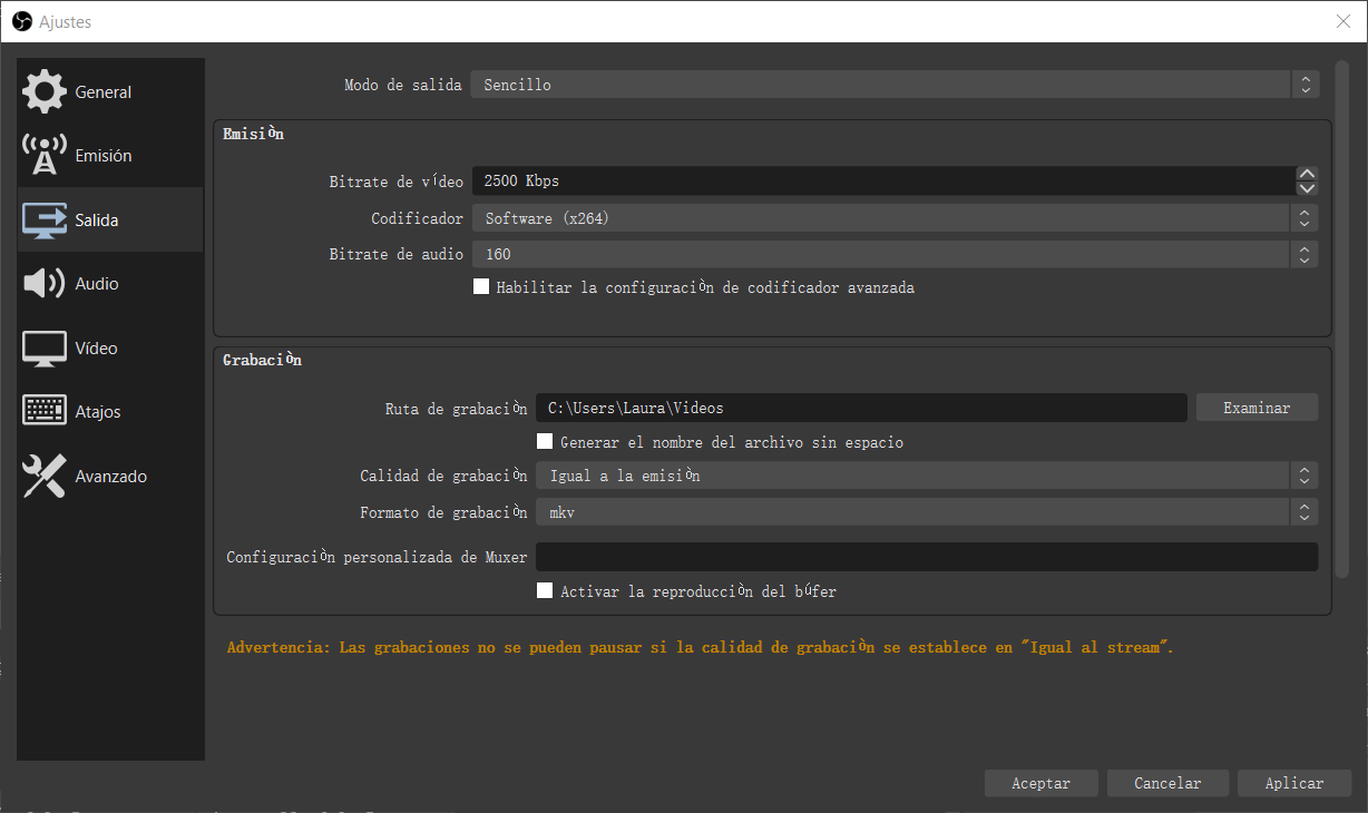 Seleccionar Software(x264) como codificador