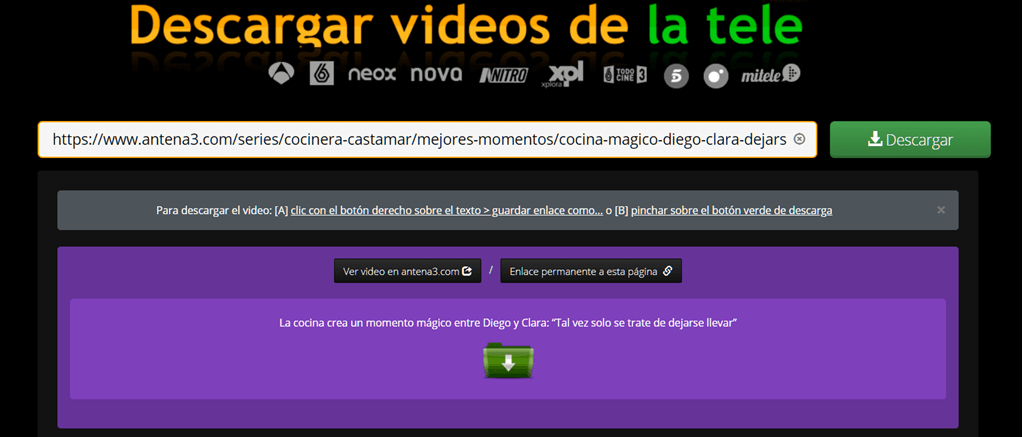 Pegar la URL del video Antena 3