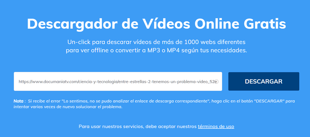 Pegar url del video de DocumaniaTV