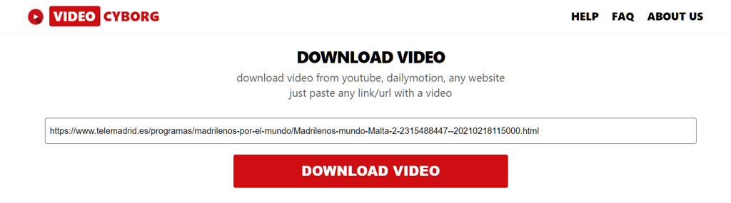 Pegar la dirección URL del video