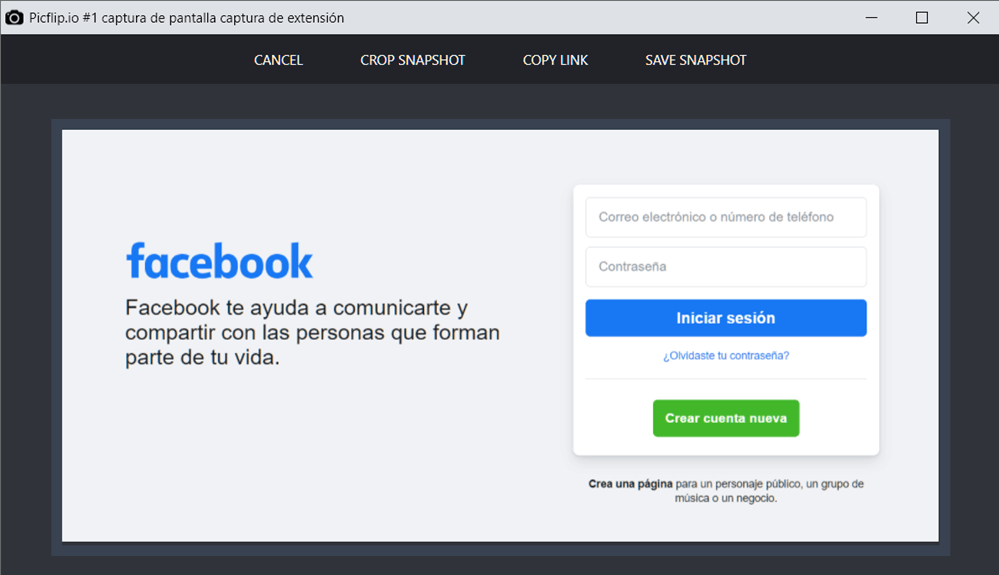 Picflip para capturar la pantalla en Chrome