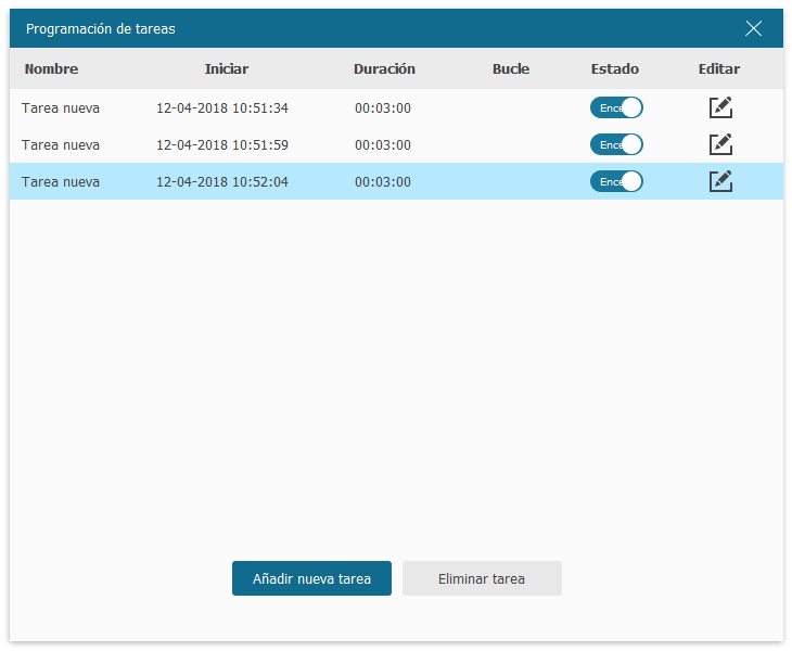 programación de tarea