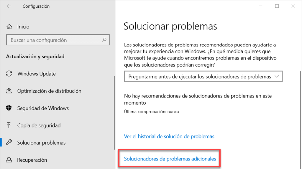 Abrir solucionadores de problemas adicionales