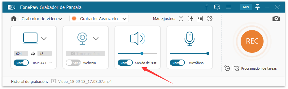 encender el botón para sonidos