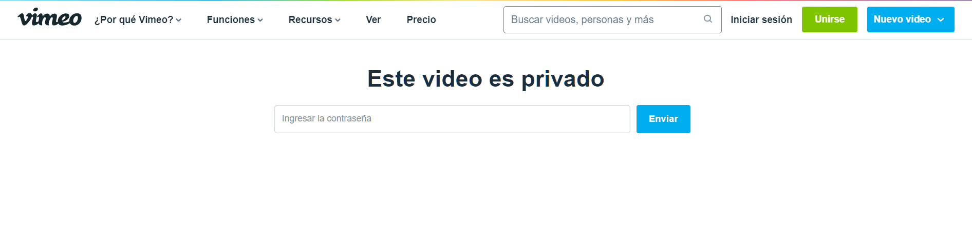 Este video es privado en Vimeo