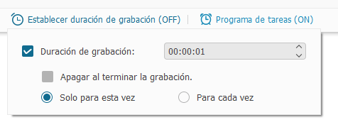 Configurar duración de grabación