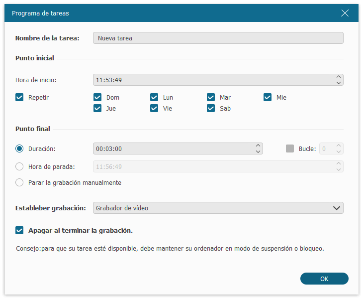 Configurar un plan de tareas