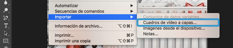 importar cuadros de vídeos a capa