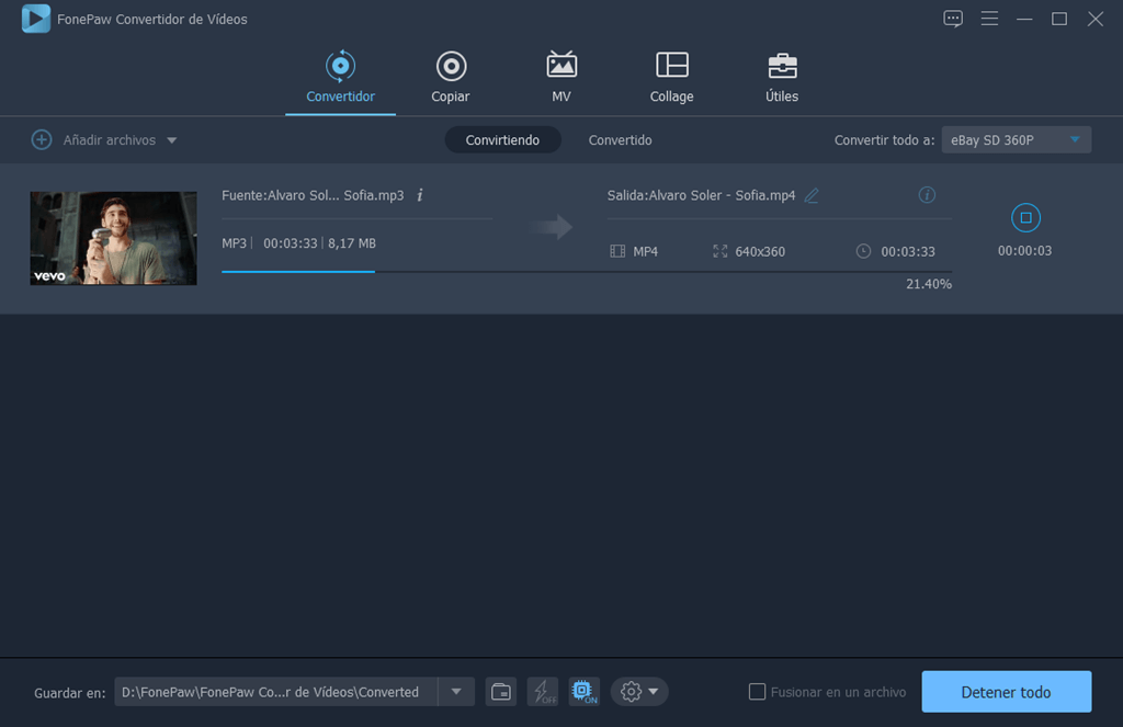 Proceso de convertir el audio