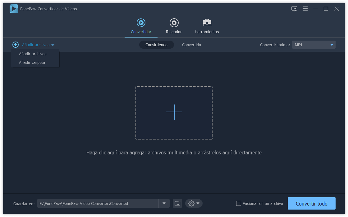 añadir archivos para convertir su formato