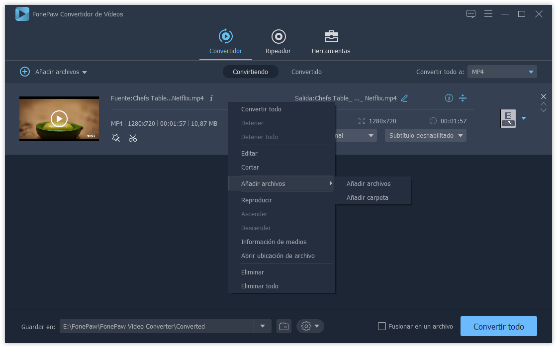 añadir archivos a Convertidor de Vídeos