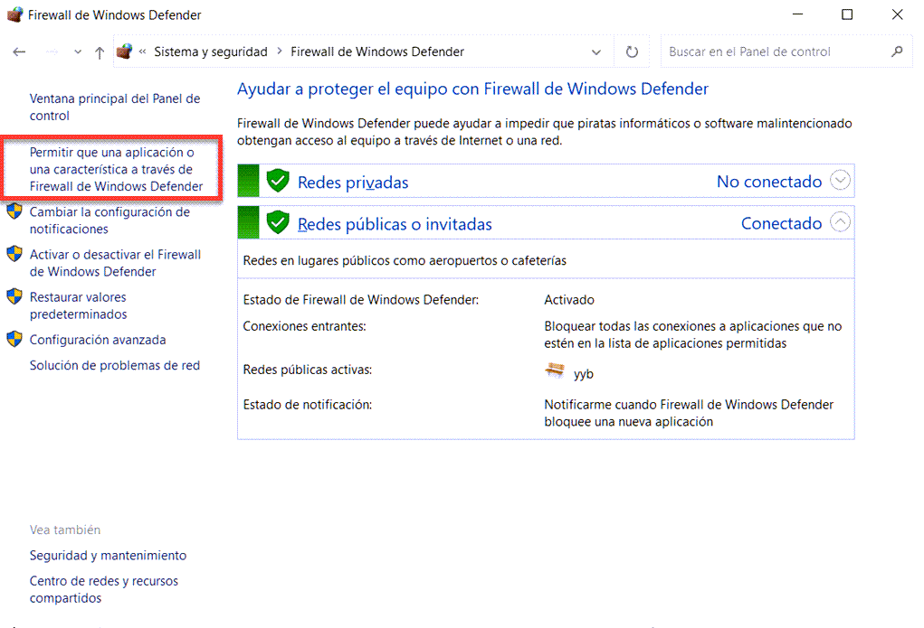 Permitir una aplicación a través de Firewall