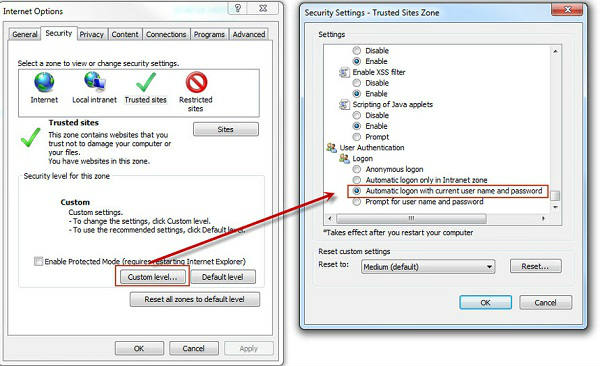 Change User Authentication on Internet Explorer