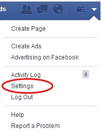 Facebook Setting Menu