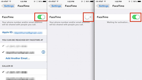 Turn off and on FaceTime
