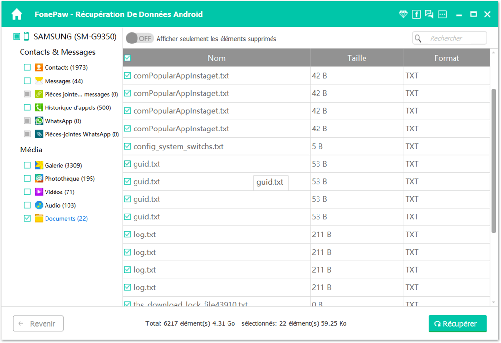 récupérer des fichiers supprimés carte sd android