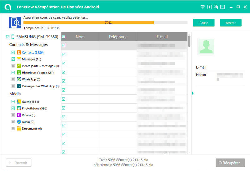 scanner les données de votre appareil