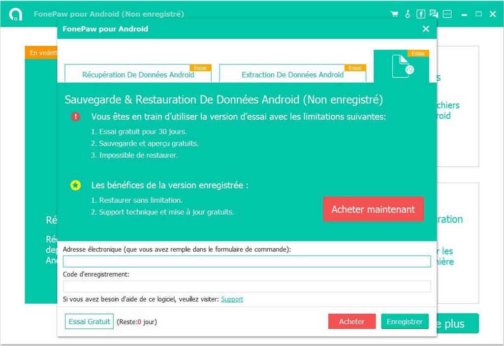 S’inscrire fonepaw sauvegarder et restaurer android