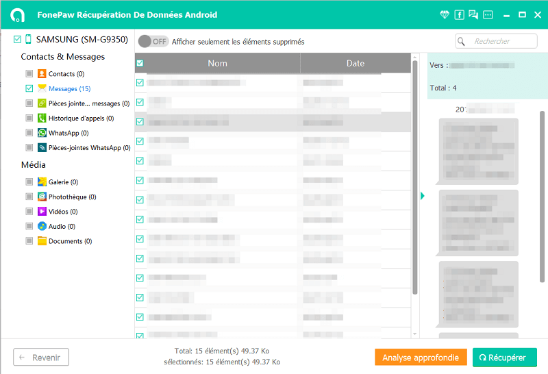 Choisir les fichiers pour analyser