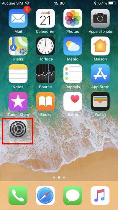 ecran iphone reglages
