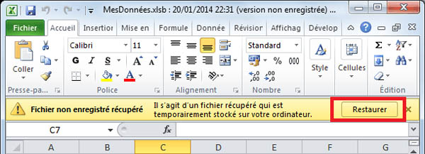 cliquer sur le bouton « Enregistrer sous »