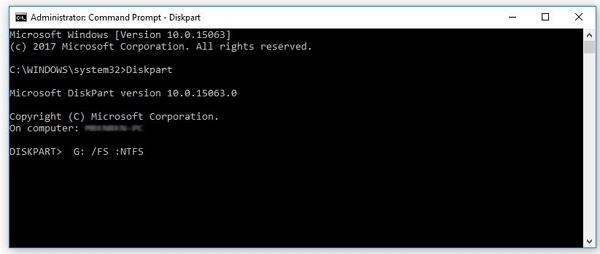 Convertir un disque dur RAW en NTFS