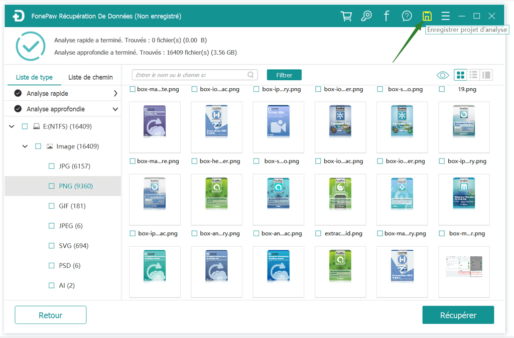 Enregistrer des résultats d'analyse sur Windows