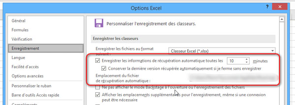 Activer l’option d’enregistrement de récupération automatique