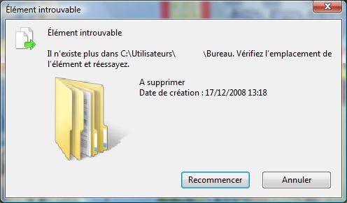 Erreur fichier introuvable