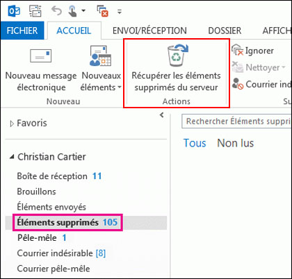 Récupérer les éléments supprimés du serveur