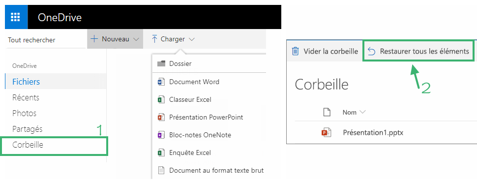 Utiliser OneDrive pour restaurer des fichiers supprimés