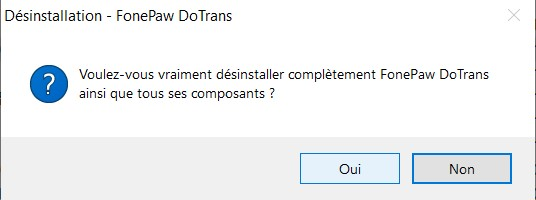 Confirmer la désinstallation