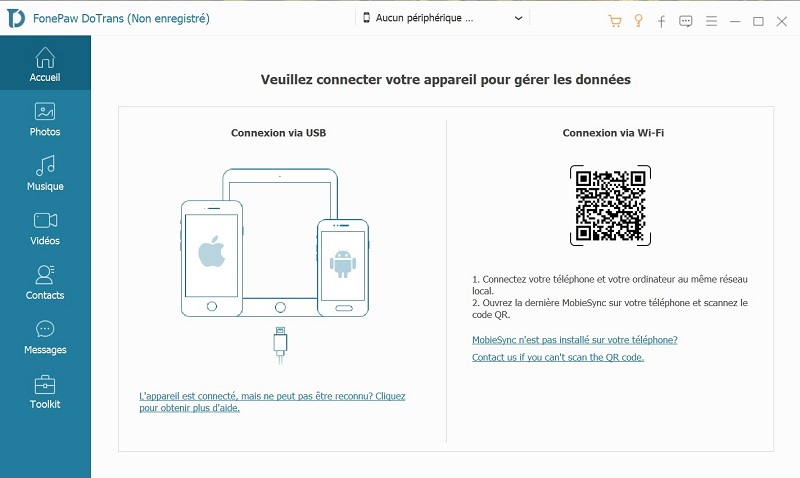 interface de Transfert iOS